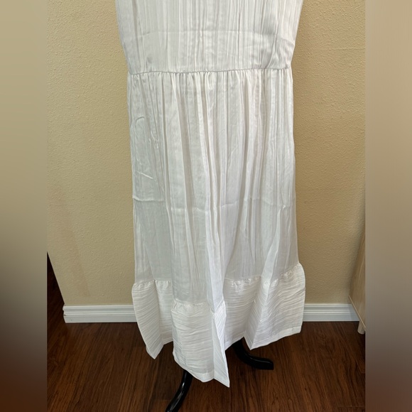 Alfani Pleated Midi Desert Breeze White Tiered Sleeveless Dress L - Picture 8 of 13